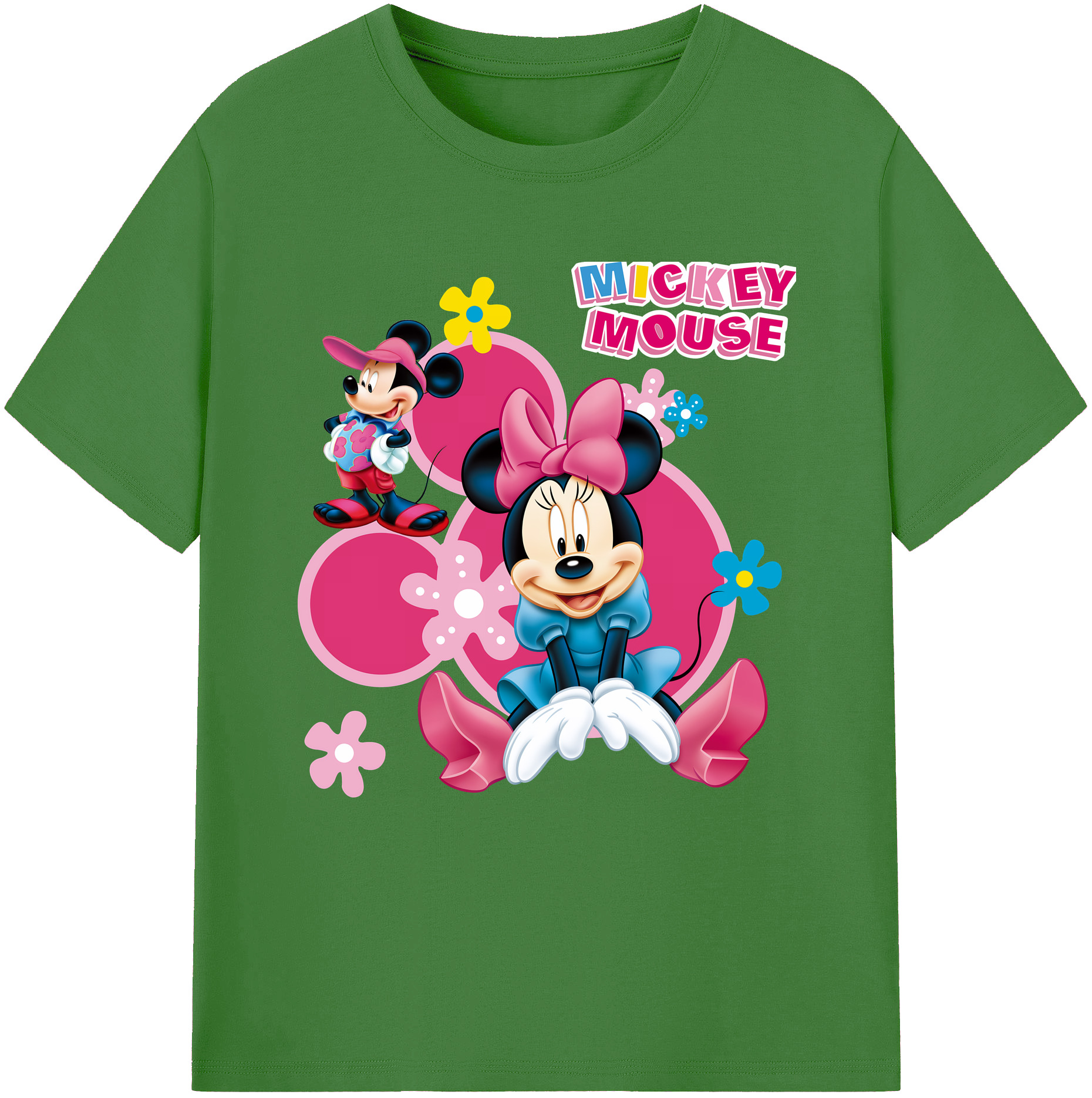 （画像用） ミッキーマウス Mickey Mouse レディースカジュアルプリントTシャツ（綿100％）